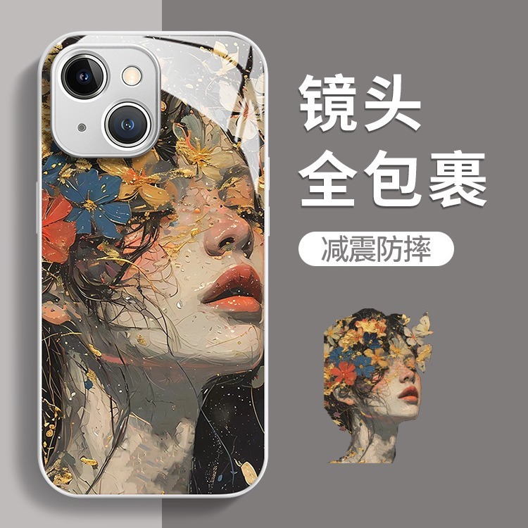 花柄ガールズ向け Apple 17 Pro Max 携帯ケース iPhone 14 液体ガラス 13 高級感 16 耐衝撃|undefined