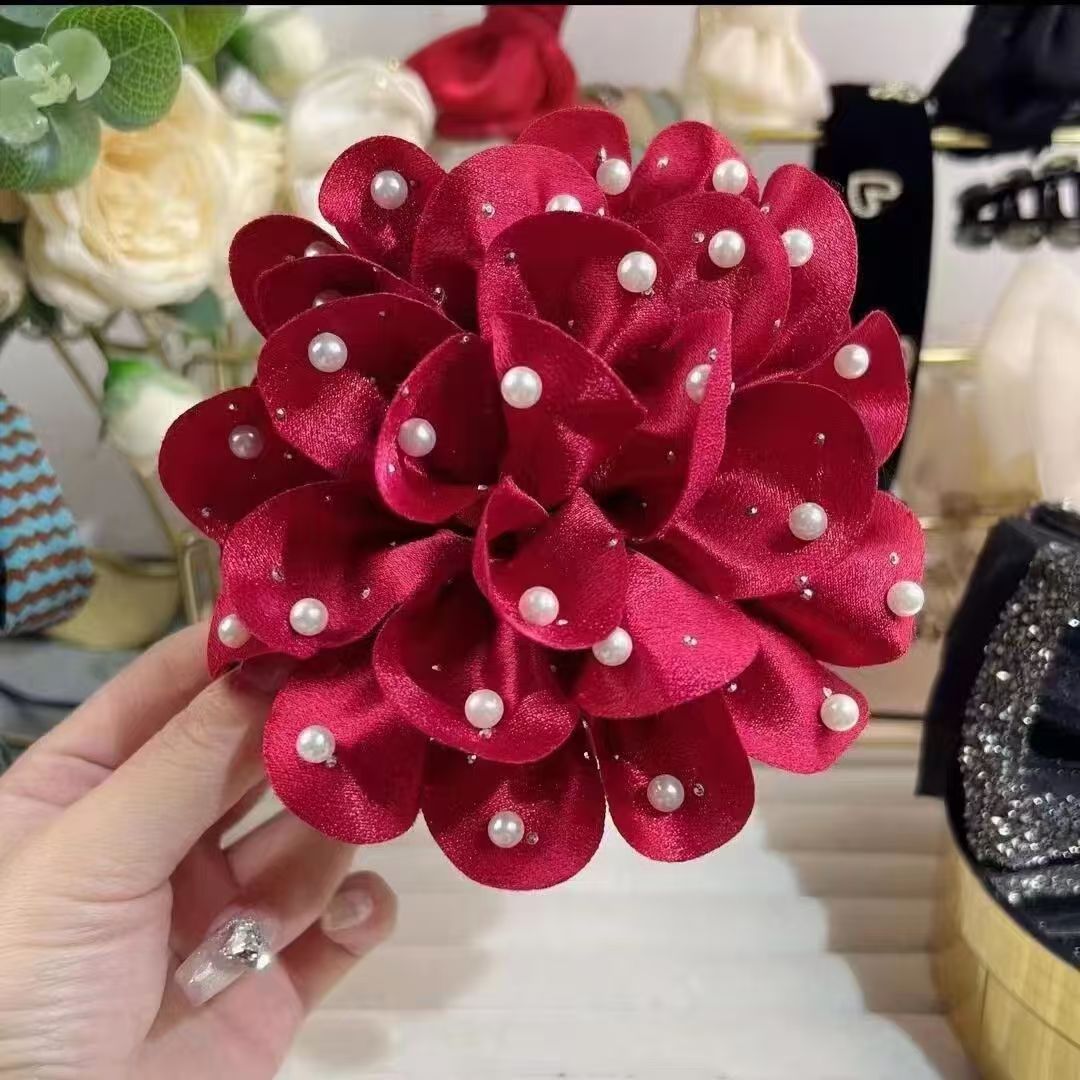 All Seasons Season Elegant Women's Flower Cloth Pearl Hair Claws