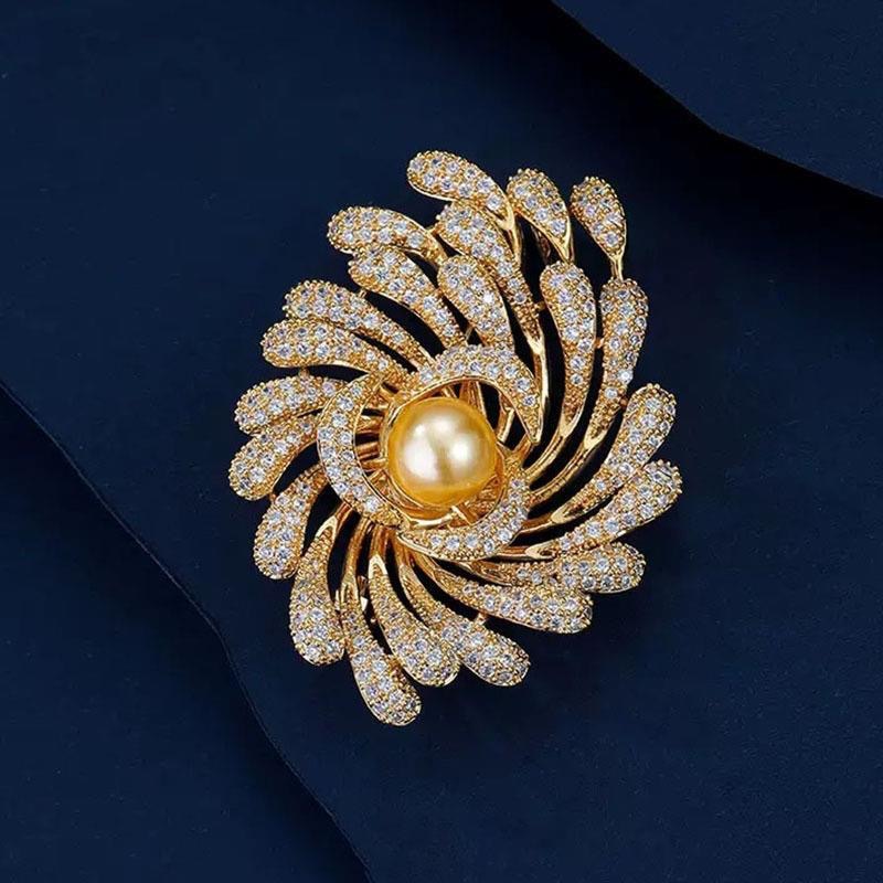 Elegante Blumen Und Feuerwerk Perlen Brosche Für Sakko_voghion.com
