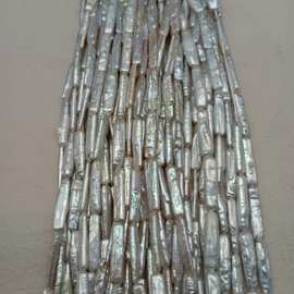 巴洛克不规则异形珠 直打粗牙签小银条通孔 饰品配件淡水珍珠半成