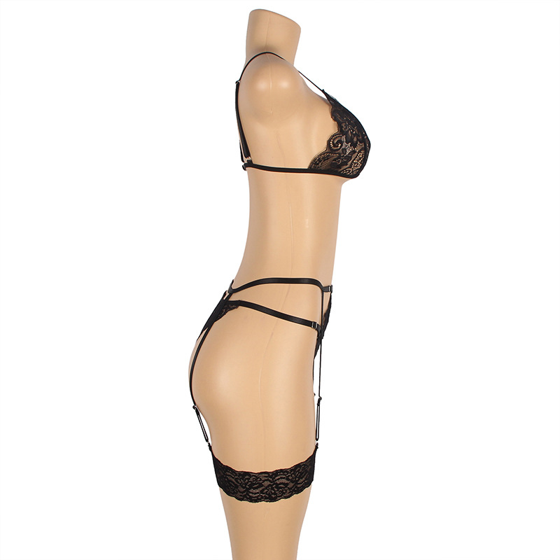 Comercio exterior europeo y americano más tamaño lencería sexy complejo de mujer encaje hueco sexy sujetador traje de Liga