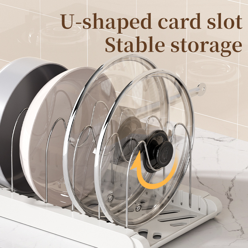 クロスボーダー爆型鍋具収納棚多層調節可能な台所棚多機能デスクトップ伸縮可能な鍋蓋棚|undefined