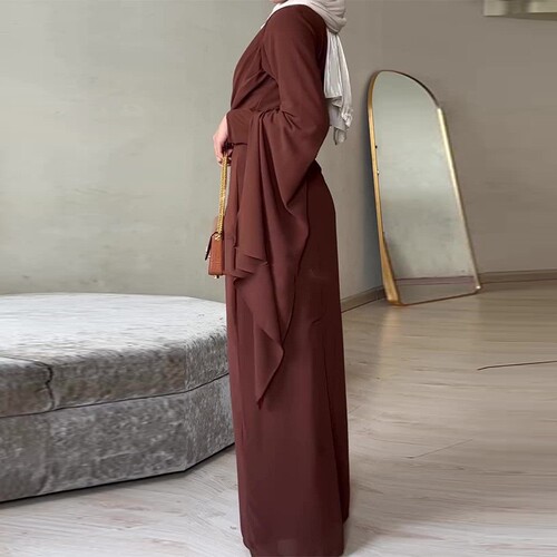 Summer New Women's Fashion: Elegant Solid-Color Flowing Waist-Slimming Dress in European and American Style