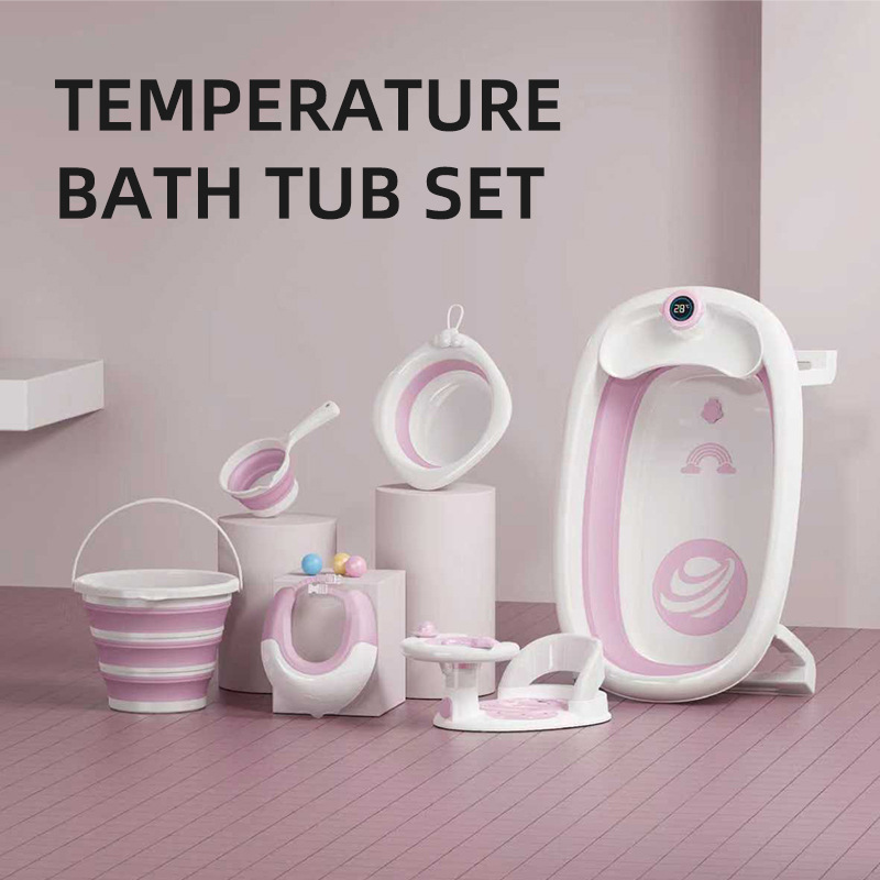 Baña para bebés, baño plegable para bebés, combinación para niños sentados y acostados, artículos para bebés domésticos, bebés grandes