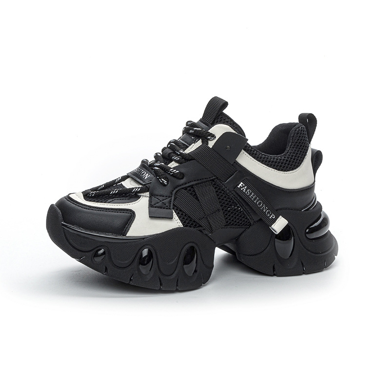 Giày sneaker nữ chunky đế dày tăng chiều cao, lưới thoáng khí, mẫu mới xuân 2025 — M2559 màu be, M2559 màu hồng, M2559 màu đen