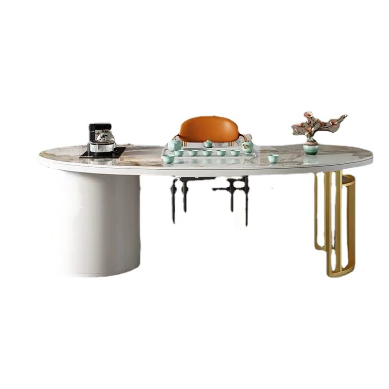 Новый чайный столик 2024 года для офиса и дома, с интегрированным чайником, в стиле лайт-люкс, из сланца