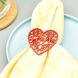 European-style model room napkin buckle hollow-out LOVE napkin ring napkin ring cloth ring Red LOVE Valentine's Day meal buckle