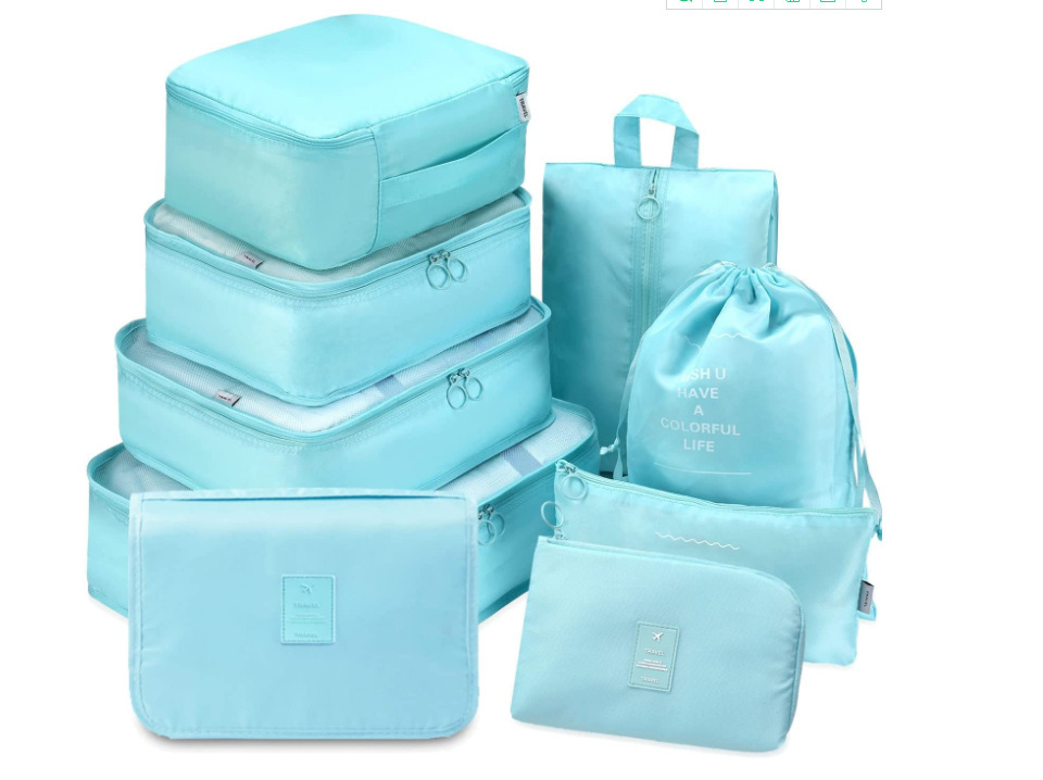 Sarga engrosada nueva bolsa de almacenamiento de viaje de nueve piezas equipaje de viaje ropa sub-paquete bolsa de almacenamiento conjunto de 9 piezas