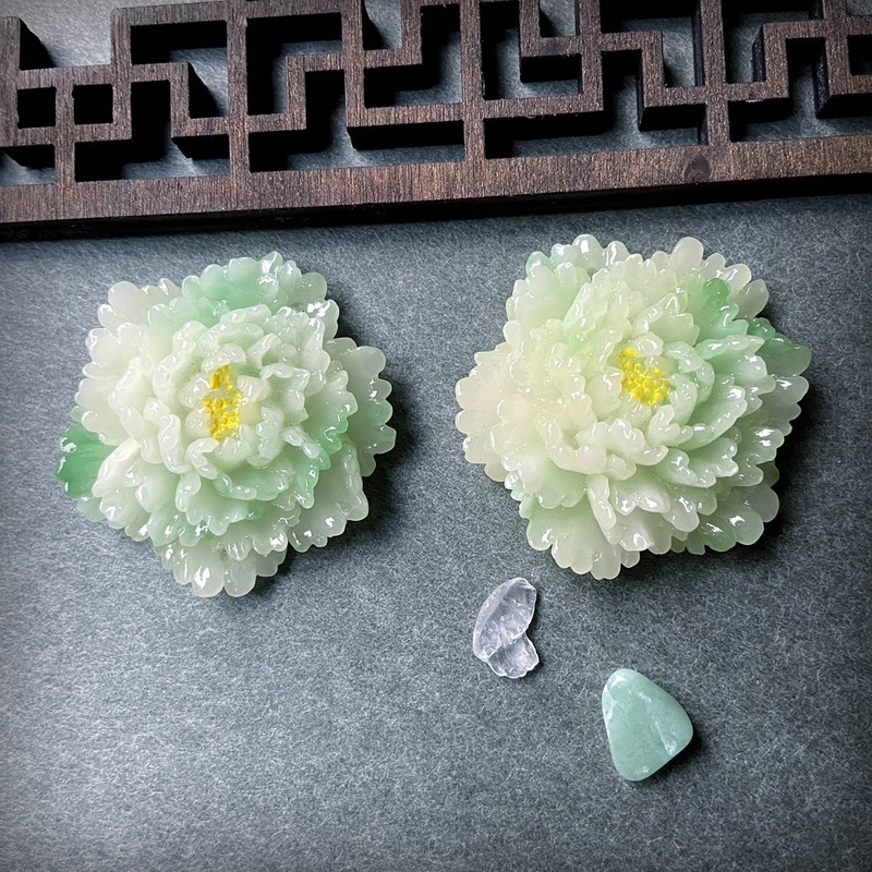 カラフルな氷透明翡翠の花牡丹の花の頭飾りペンダントネックレスヘアピン DIY 樹脂ジュエリーアクセサリー携帯電話ケースの装飾|undefined