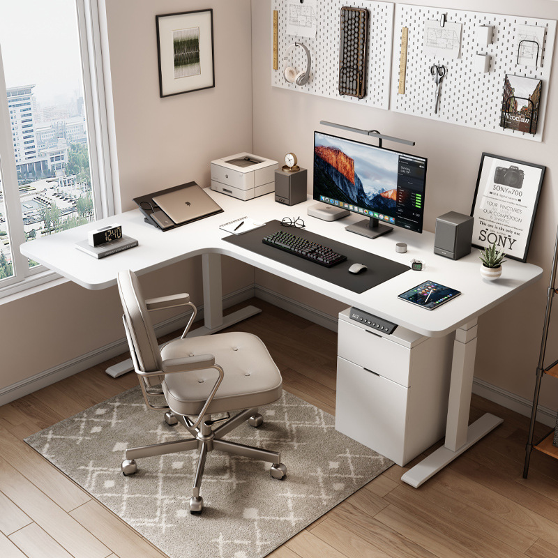 Corner Electric Adjustable Desk L-Shaped Computer Desk Corner Home Office Desk Adjustable Height Desk L-Shaped Desk