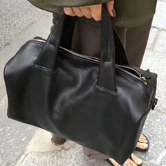 网红同款时尚百搭小托特暗黑平纹极简保龄球设计手提斜挎包包