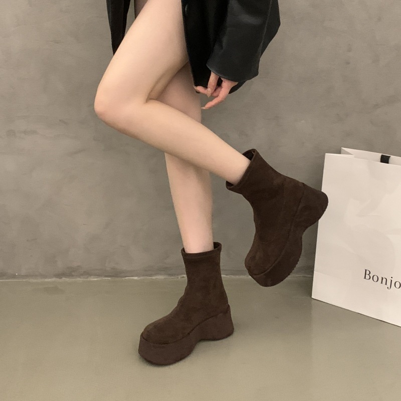 法式厚底短靴女2025年秋季新款气质爆款不累脚马丁靴小个子瘦瘦靴|undefined