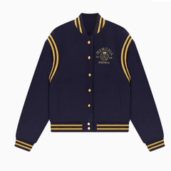 藏蓝色美式复古学院风棒球服外套春秋季宽松慵懒风帅气夹克上衣