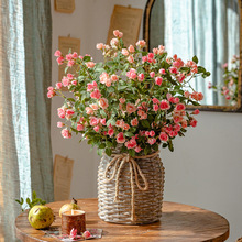 花蔷薇玫瑰花花束美式桌面月季插花摆件假花装饰客厅摆设