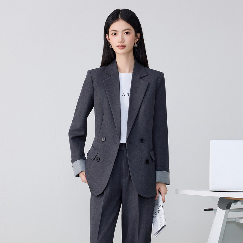 Pink Double-Breasted Suit Set for Women 2026 Spring and Autumn New Style High-End Business Style Slim Fit Commuter Blazer