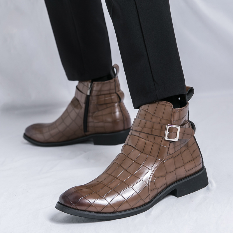 Zapatos de hombre Cross-border tallas grandes otoño e invierno nuevas botas de cuero moda estilo británico zapatos de cuero casuales para hombres tendencia botas cortas Chelsea image 11