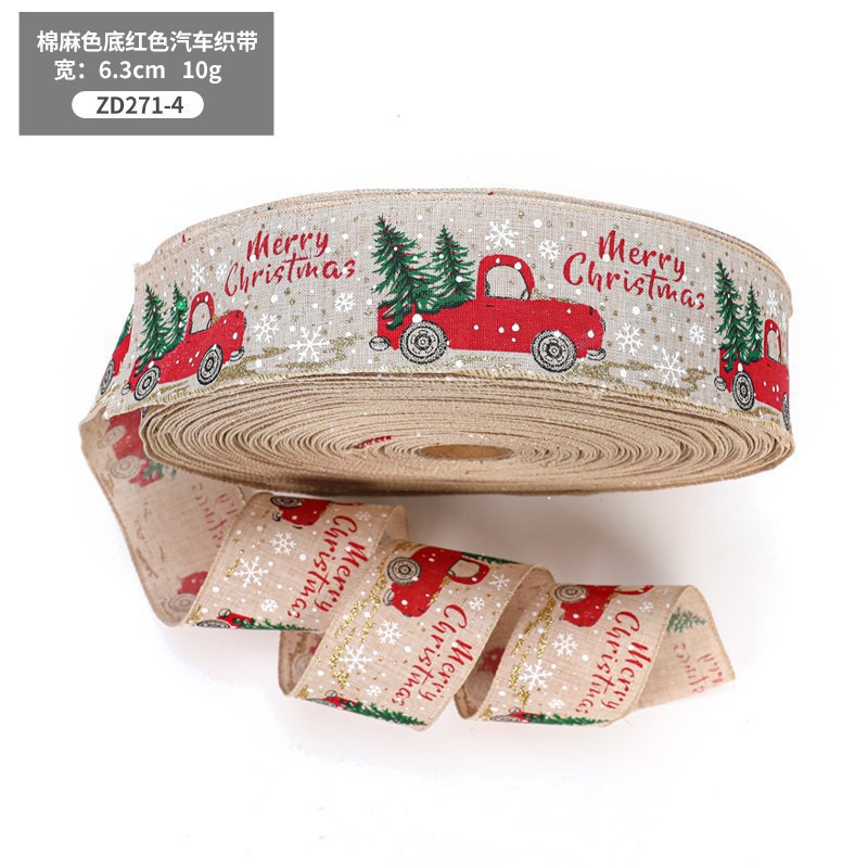 Navidad transfronteriza imitación de lino cinta cinta cinta regalo de Navidad embalaje arco accesorios cinta decoración al por mayor