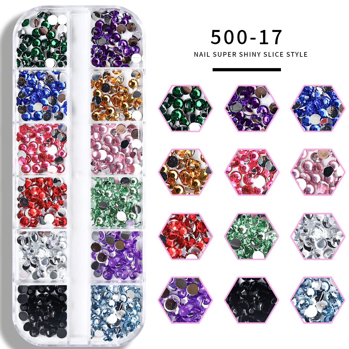 Joyas de manicure mezcladas explosivas de manicure 12 barras de caja de diamante plano accesorios de manicure materiales de manicure
