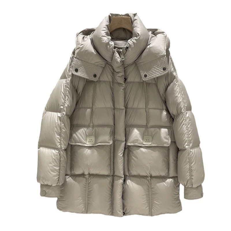 Quality long winter fashionable down jacket, mid-length, oversize