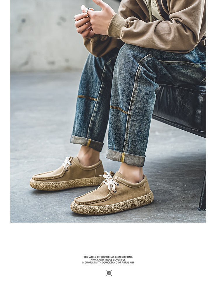 Geschliffenes Leder Herrenmode Schuhe weiche Sohlen Freizeitschuhe Herren Slip-On Bean Schuhe Männer_voghion.com