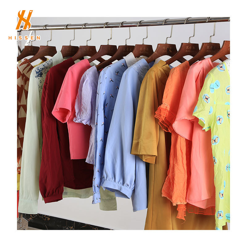 二手衣服批发女装丝质短袖second hand womens T-shirt出口埃及