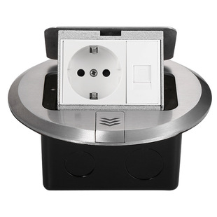 16A/250V European Standard Power Supply Round Floor Socket Silver Hidden Network USB Pop-Up Ground Plug