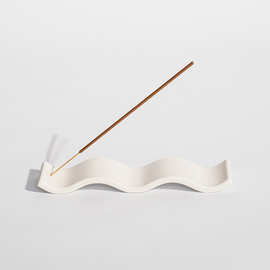 日式黑白陶瓷线香香插底座 室内小众香薰盘简约创意摆件香托香座