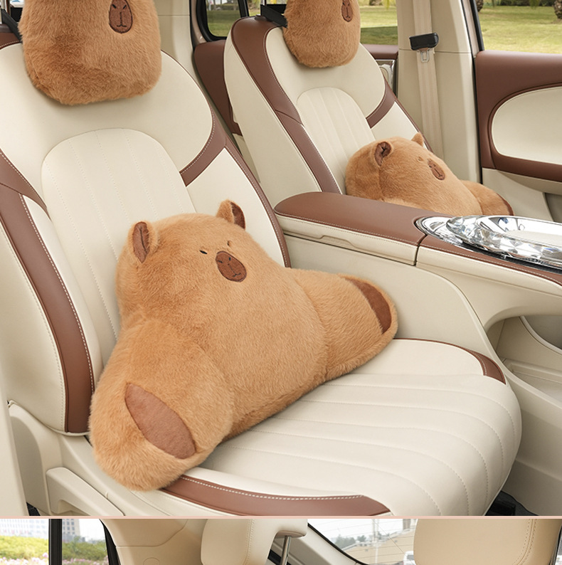 Winter car waist support Kapi Barra car headrest neck pillow cartoon cute plush car pillow pillow