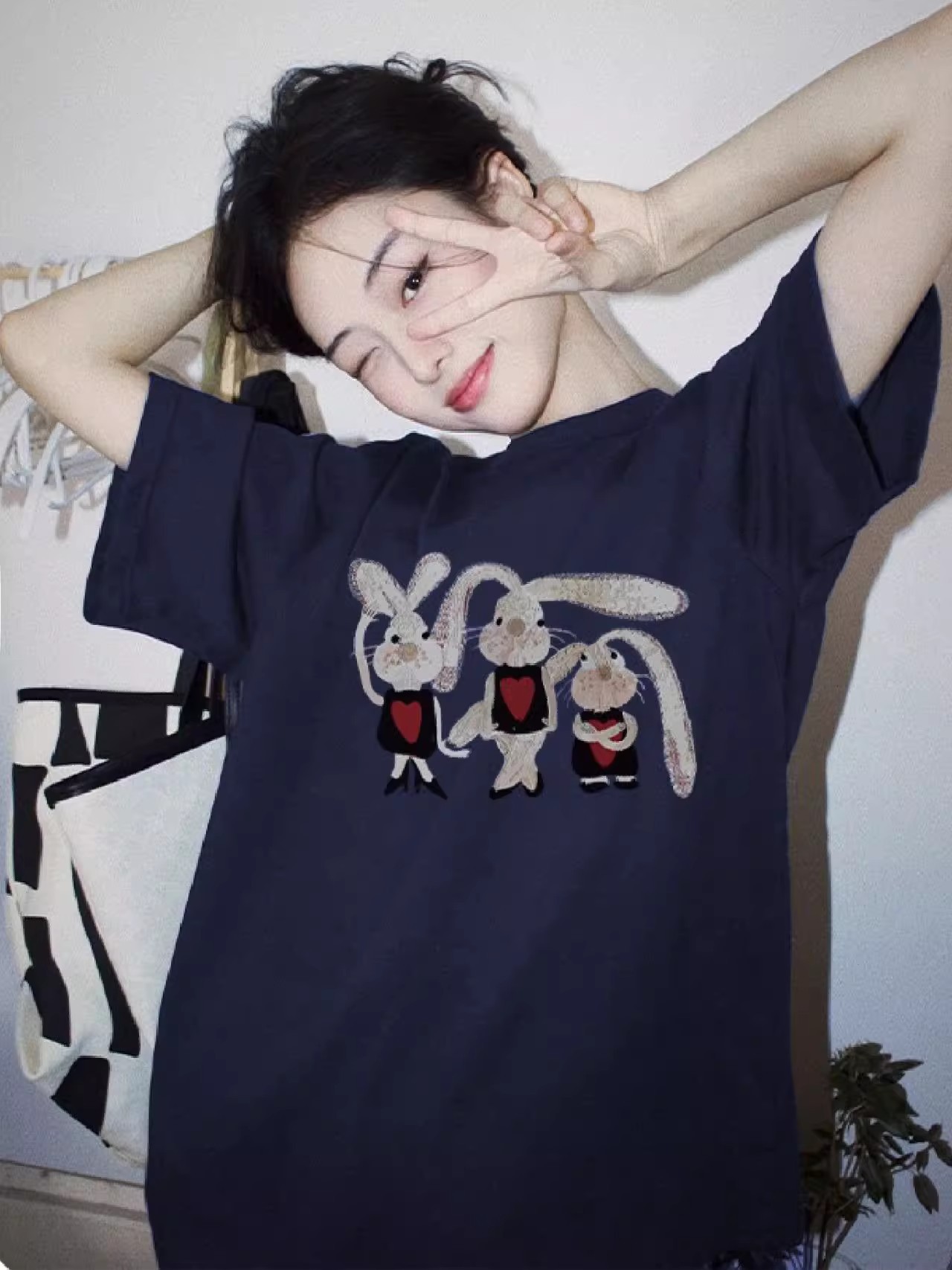 plus size Pure Cotton American Shoulder Short-sleeved T-shirt Women's Summer Design Sense Niche Hong Kong Flavor Chic Couple Half-sleeved Top