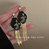Retro metal fashionable small design earrings, Chinese style, light luxury style