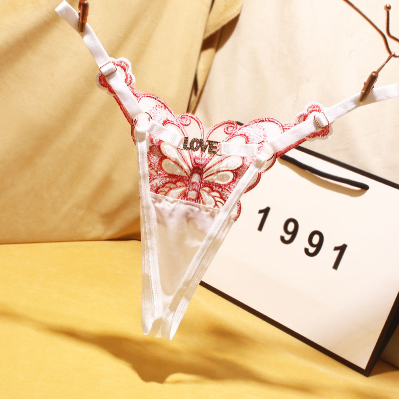 Cross-Border European and American Plus-Size L0Ve Diamond-Embellished Hollow-Out Hot Color-Blocking Butterfly Element Adjustable Thong for Women 8189 Cross-Border European and American Plus-Size L0Ve Diamond-Embellished Hollow-Out Hot Color-Blocking Butterfly Element Adjustable Thong for Women 8189