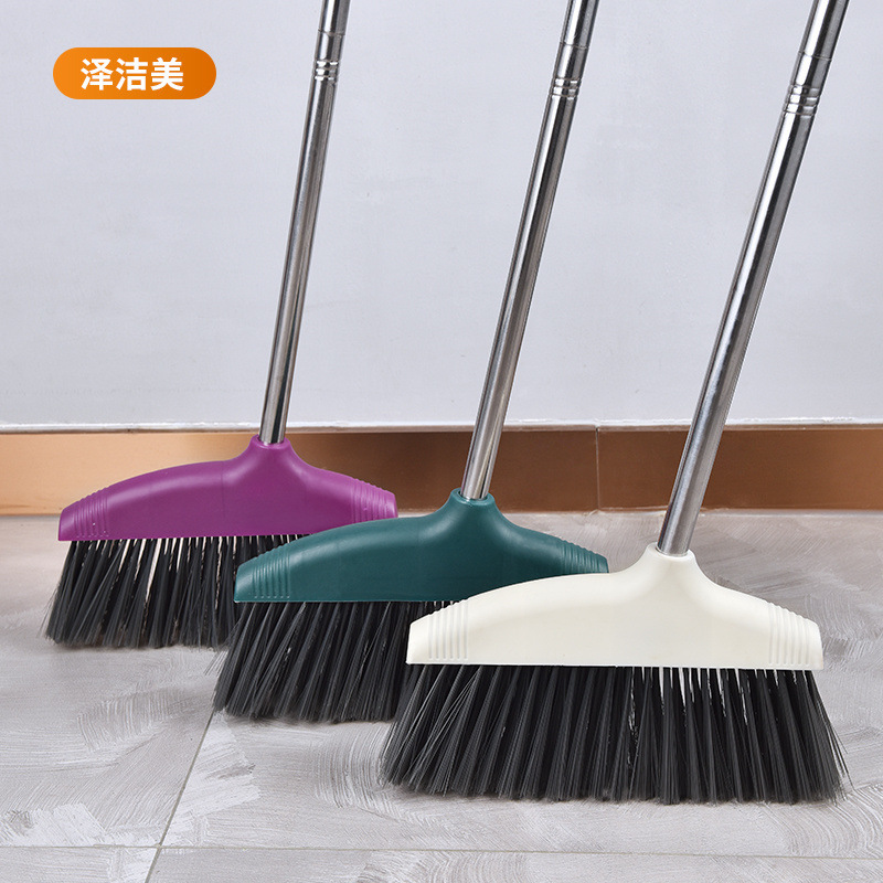 ほうき家庭用柔らかい毛シングル延長掃除ノンスティックヘアロングハンドル兼用ほうきとちりとりセット浴室用|undefined