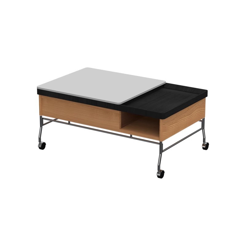 Mesa de centro de tablero de roca de elevación móvil Mesa lateral plegable Sala de estar Multifuncional Estilo antiguo Sofá de madera maciza Gabinete lateral Moderno y simple