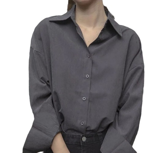 高级灰衬衫女春秋新款职业正装工作服衬衣面试气质上衣女长袖港味