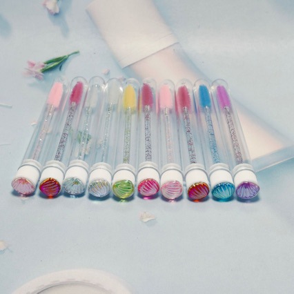 Shell-grafted false eyelash brush in a tube, crystal-handled eyelash brush, tube-packed eyelash brush, individually packaged