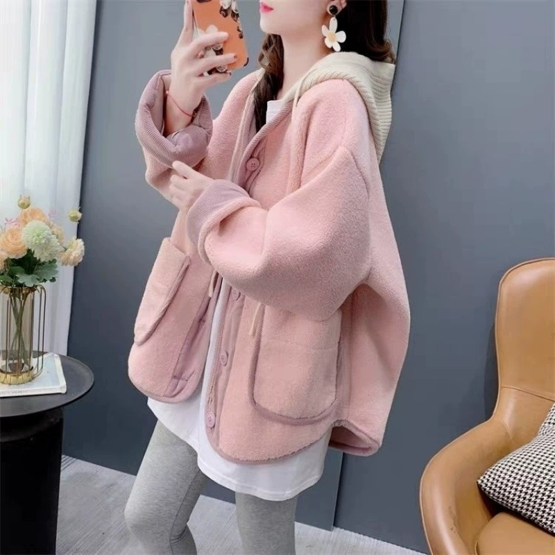 Demi-season warm warm jeans for leisure, Chanel style, oversize