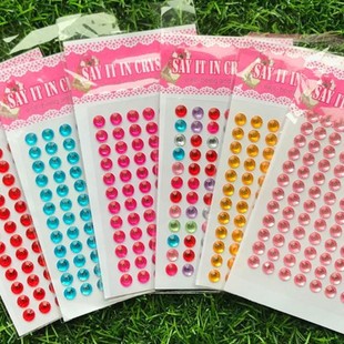 Children's Creative Stickers Mobile Phone Rhinestone Car Decoration Crystal Diamond 84 Pieces 6mm Shiny Gem Stickers