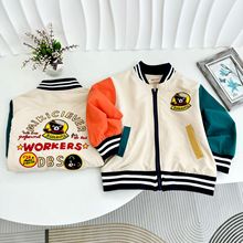 外贸日系中小童24秋装新款卡通黑熊系列风衣男女童装外套代发5027