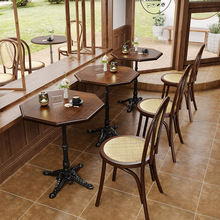 咖啡厅桌椅美式复古实木西餐厅椅子网红烘焙甜品店桌子商用
