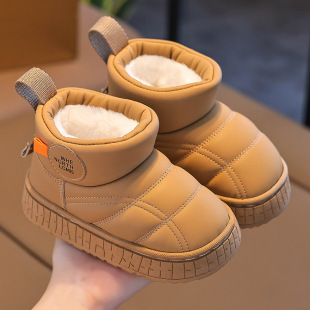Children's Snow Boots 2024 Winter New Girls' fleece-lined Boots Boys' Thick Cotton Boots Warm Waterproof Baby Shoes