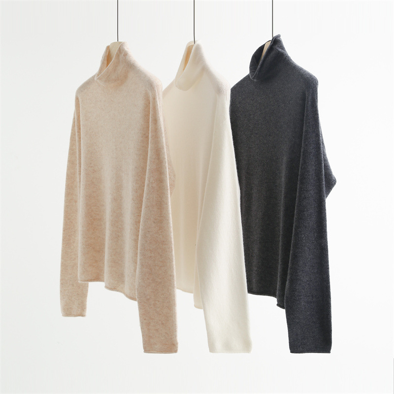 Seamless Korean Style Work Clothing Curled High Collar All Wool Knitwear Autumn and Winter Long-Sleeved Knitwear Bottoming Shirt 91019
