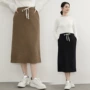 过膝螺纹秋冬松紧腰半身裙