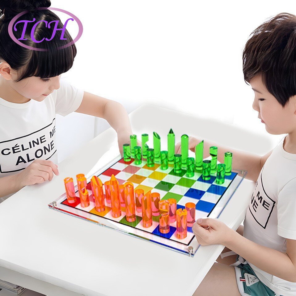 儿童成人西洋棋双陆棋拼色套装亚克力国际象棋易携带游戏套装