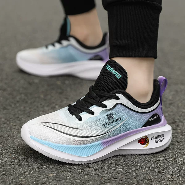 Children's racing running shoes, mesh breathable lightweight shoes, lace-up sports casual shoes for boys and girls