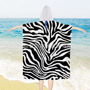 Microfiber Hooded Beach Change Color Contrast Quick-drying Cape Hooded Cape Cape Beach Zebra Print