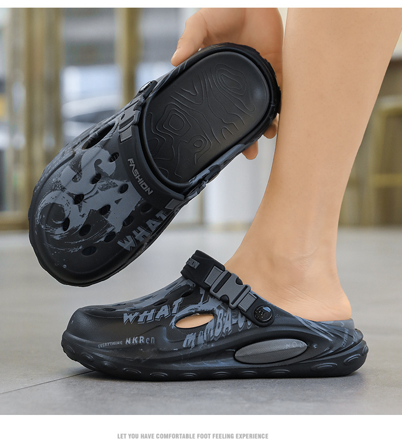 Two-tone Clogs With Thick Non-slip Soles, Trendy Casual Sandals_voghion.com