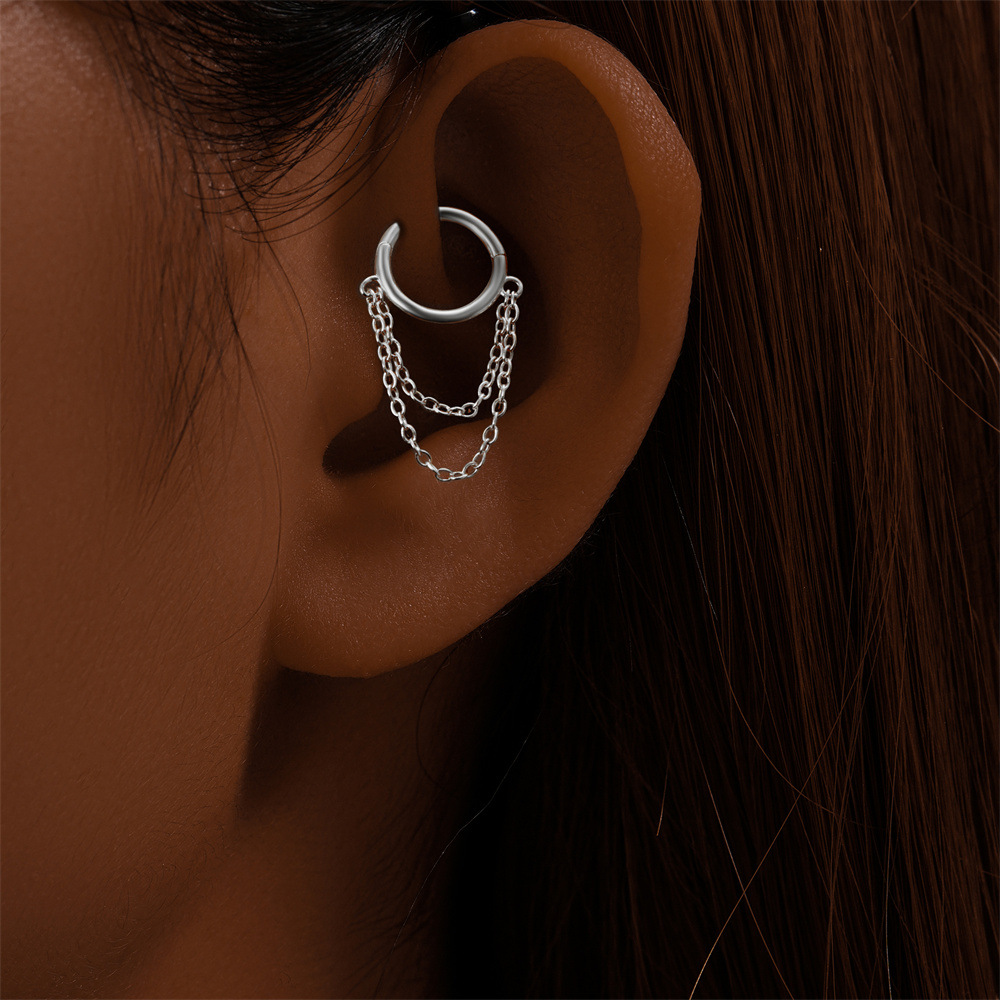 1 Piece Simple Style Solid Color Plating Chain Inlay Sterling Silver Zircon Earrings display picture 4