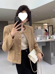 法式小香风女2025新款网红感时尚百搭甜心风通勤羊毛短外套潮直销
