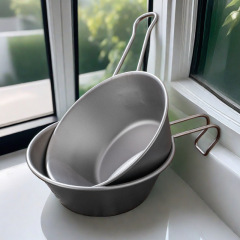 純チタン屋外サラダシラボウルポータブル折り畳みボウルキャンプ野炊飯屋外ピクニック専用ナイフフォークスプーン食器