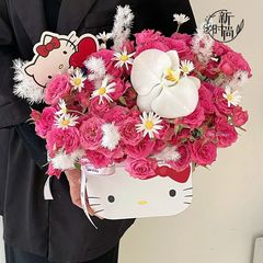 こどもの日フラワーブーケハグバケツハローkt猫フラワーボックスギフト空箱ネット有名人フラワーショップ材料